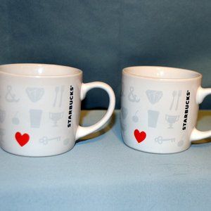 TWO (2) Lot Set of STARBUCKS Heart & Symbols 7.8oz